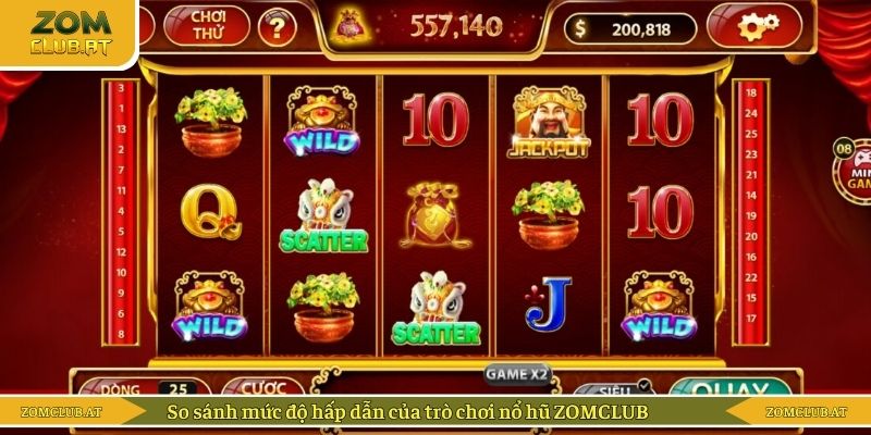 So sánh mức độ hấp dẫn của trò chơi nổ hũ ZOMCLUB
